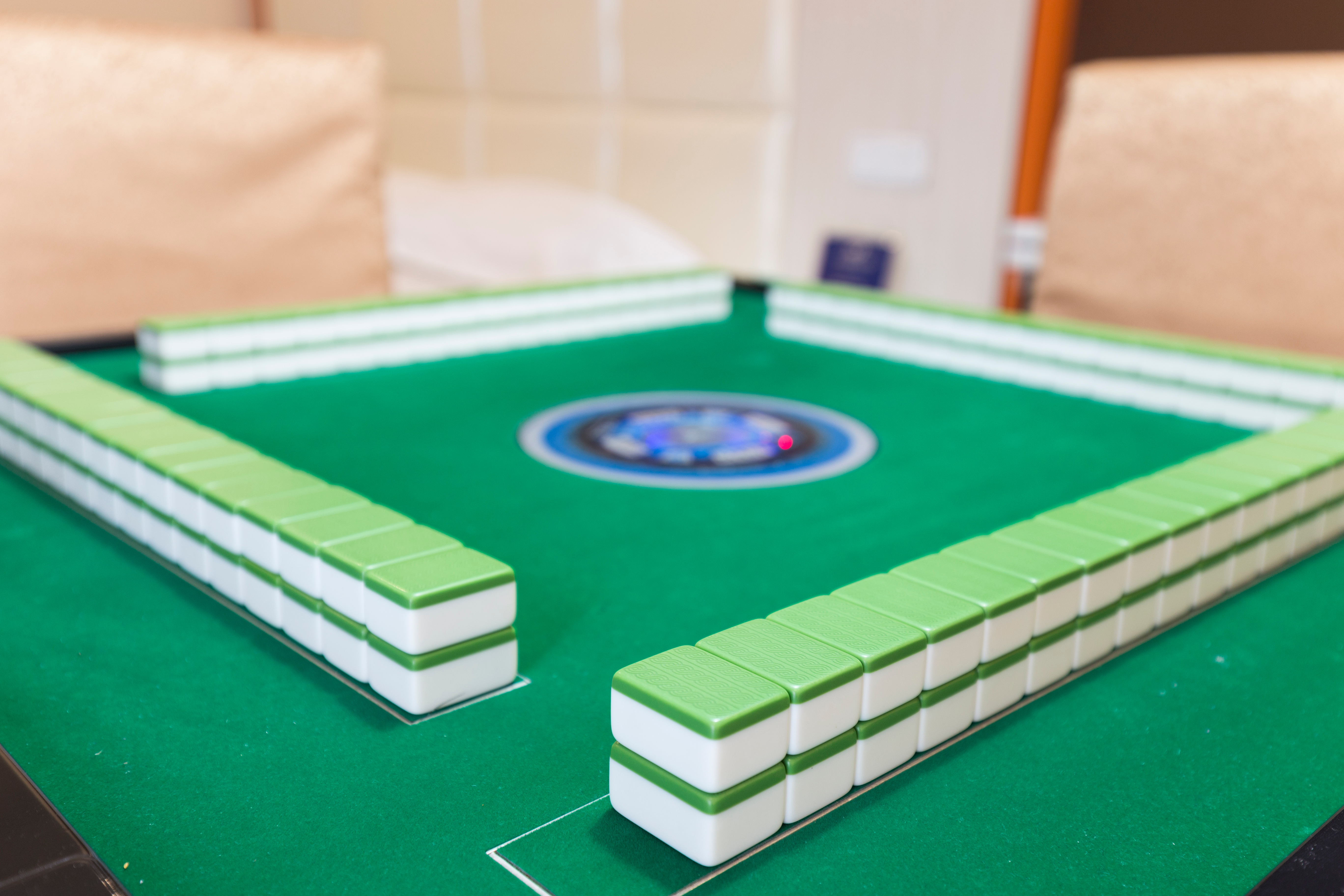 Mahjong tiles on table