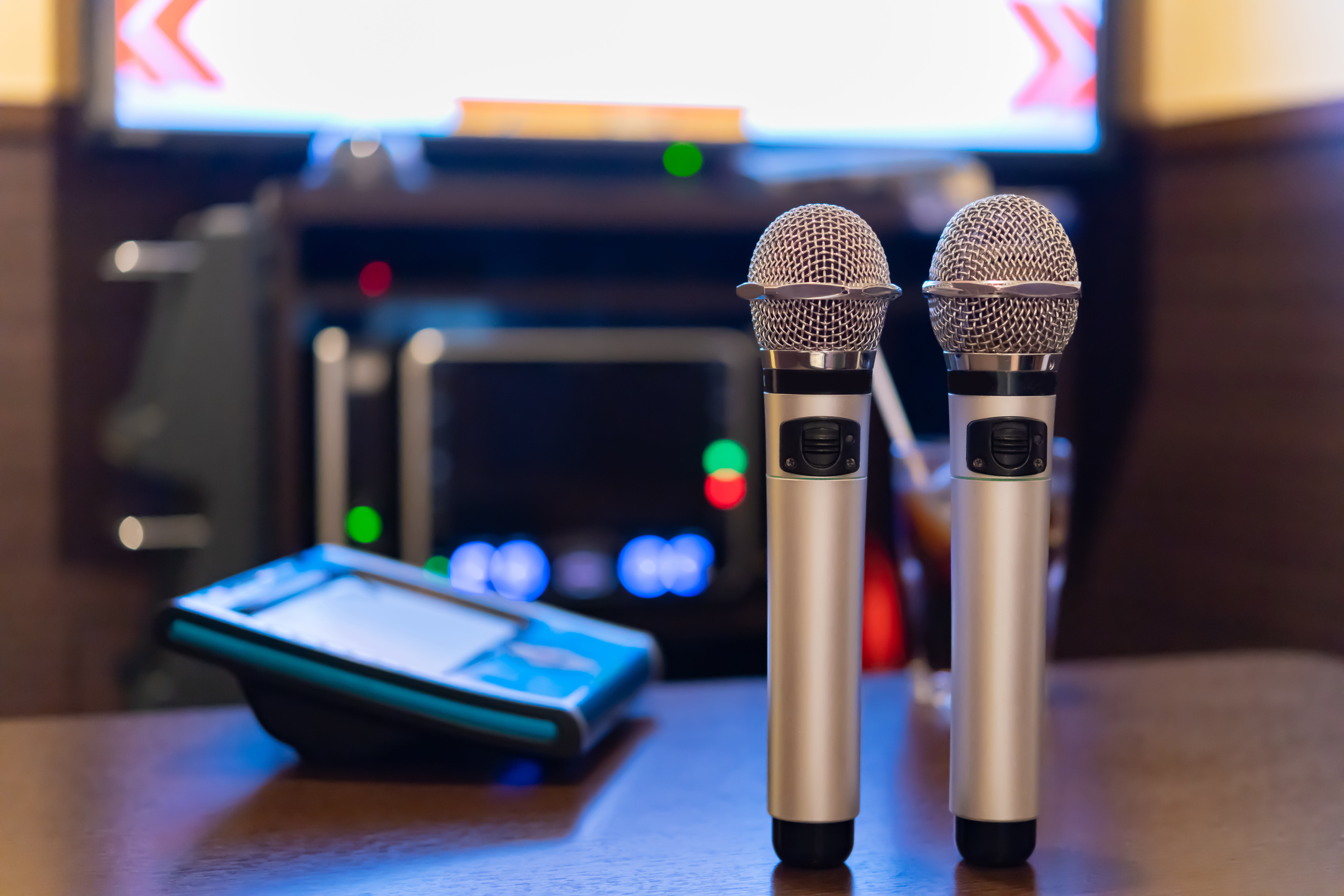 Karaoke mic with neon light